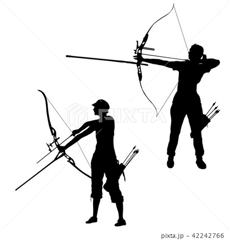 Set silhouette attractive female archer bending Set silhouette attractive female archer bending 42242766