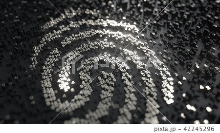 Fingerprint made of chrome numbers. Modern digital ID concept. 3D rendering 42245296