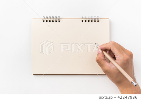 Top view of spiral notebook, pen for mockup Top view of spiral notebook, pen for mockup 42247936