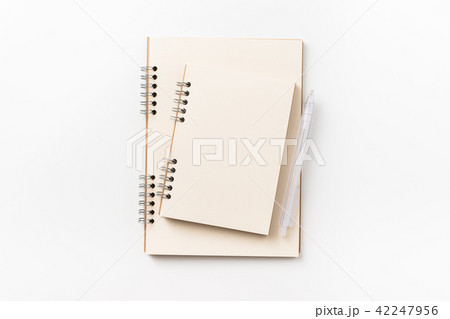 Top view of spiral notebook, pen for mockup 42247956