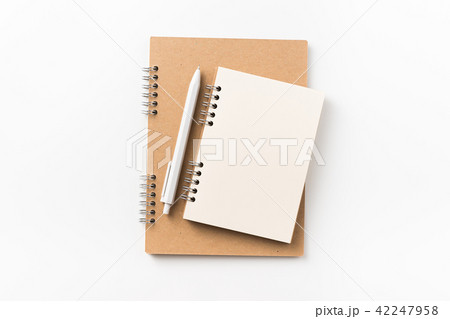 Top view of spiral notebook, pen for mockup 42247958