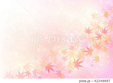 ピンク色キラキラ背景と紅葉 42249097