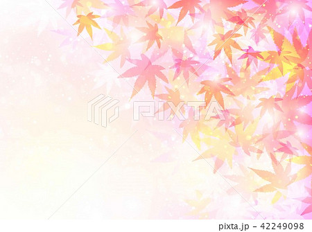 ピンク背景秋色キラキラ紅葉のイラスト素材