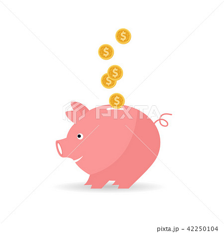 Pig bank with coins in flat style Pig bank with coins in flat style 42250104