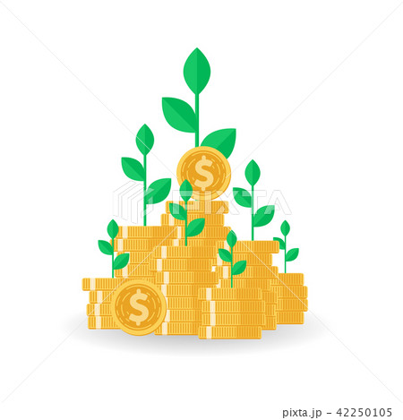 Tree growing on coins stack with Mutual fund Tree growing on coins stack with Mutual fund 42250105