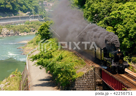 球磨川のほとりを汽笛一声「SL人吉」がのんびりと行く 球磨川のほとりを汽笛一声「SL人吉」がのんびりと行く 42250751