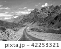 Mountain landscape with empty road in monochrome 42253321