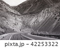 Mountain road trip landscape in black and white 42253322