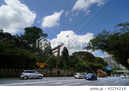 日本の東京都市景観　青空と靖国神社などを望む 42254218