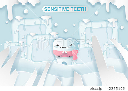 cartoon tooth with sensitive problem 42255196