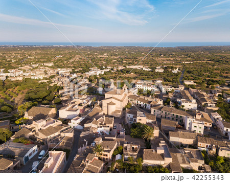 Aerial: S'Alqueria Blanca town in Mallorca, Spain 42255343