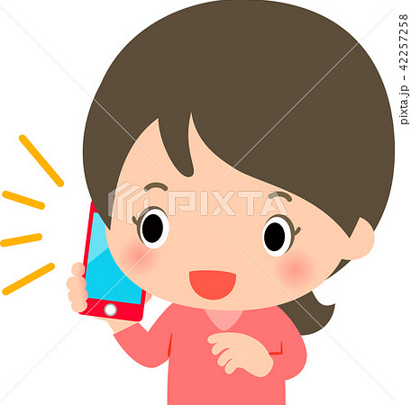 携帯電話で通話中の若い女性のイラスト素材