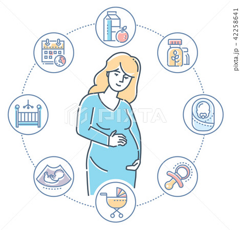 Pregnancy - colorful line design style illustration 42258641