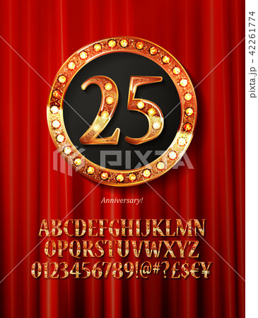 Golden alphabet with show lamps isolated 42261774