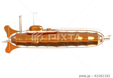 Golden Fantasy Airship Zeppelin Dirigible Balloon 3D illustration isolated on white Golden Fantasy Airship Zeppelin Dirigible Balloon 3D illustration isolated on white 42262182
