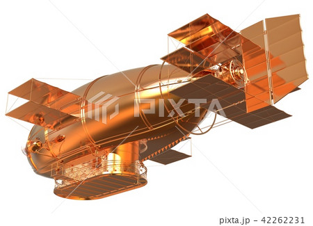 Golden Fantasy Airship Zeppelin Dirigible Balloon 3D illustration isolated on white Golden Fantasy Airship Zeppelin Dirigible Balloon 3D illustration isolated on white 42262231