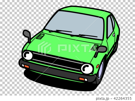 國內復古緊湊車綠色汽車插圖 42264355