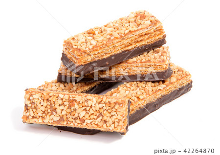 Chocolate wafers isolated on a white background Chocolate wafers isolated on a white background 42264870