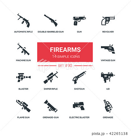 Firearms - flat design style icons set 42265138