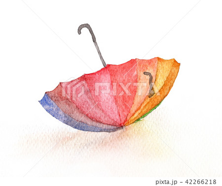 Hand painted watercolor of colorful umbrella 42266218