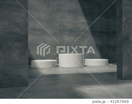 White pedestal for display with concrete room 42267909
