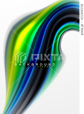 Fluid liquid mixing colors concept on light grey background, curve flow, trendy abstract layout Fluid liquid mixing colors concept on light grey background, curve flow, trendy abstract layout 42269556