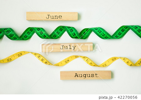写真素材: wooden calendar set on august with 