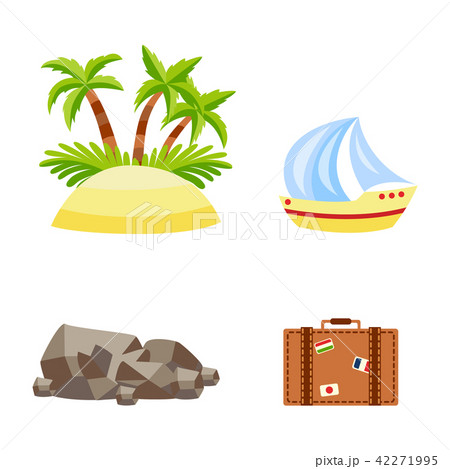 Vector flat travelling beach vacation symbols icon Vector flat travelling beach vacation symbols icon 42271995
