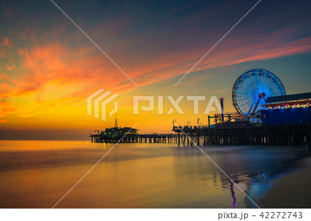 Sunset above Santa Monica Pier in Los Angeles 42272743