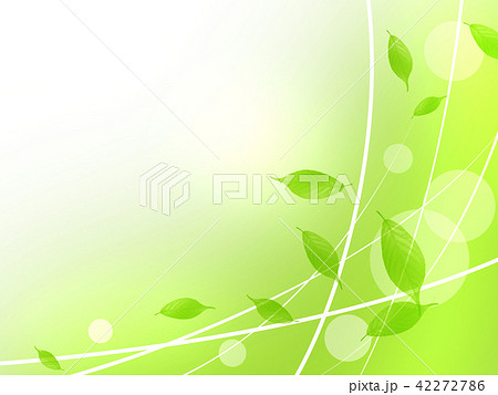 新緑 若葉 エコロジー 自然環境 ウェーブ エコ フレーム 枠 のイラスト素材