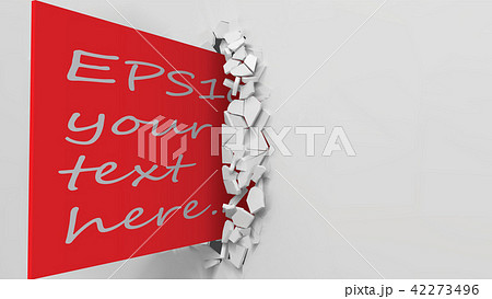 vector illustration of exploding wall and red business card. with free area on red card vector illustration of exploding wall and red business card. with free area on red card 42273496