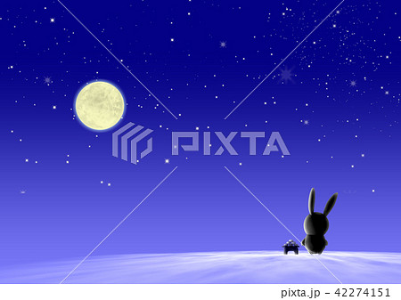 お月見　ファンタジー　うさぎ　夜空　団子　コピースペース 42274151