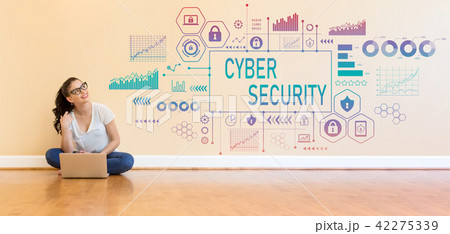 Cyber Security with young woman using a laptop computer Cyber Security with young woman using a laptop computer 42275339