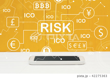 Cryptocurrency ICO risk theme with smartphone 42275363