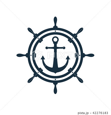 Ship Wheel And Anchor Designのイラスト素材