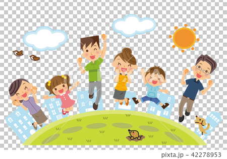 Three generations family jump Three generations family jump 42278953