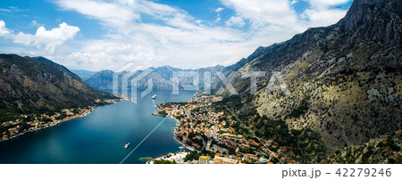Panoramic View of kotor old town from Lovcen mountain in Kotor, Montenegro. Kotor is part of the Panoramic View of kotor old town from Lovcen mountain in Kotor, Montenegro. Kotor is part of the 42279246