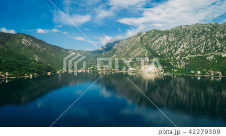 Aerial view of the Kotor bay and villages along the coast Aerial view of the Kotor bay and villages along the coast 42279309