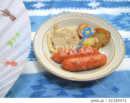 簡単おつまみ3品(ウインナー、豚焼肉、ホタテのバター醤油炒め) 42280471