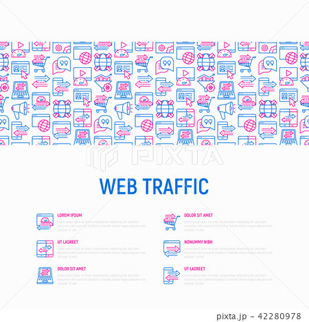 Web traffic concept with thin line icons 42280978