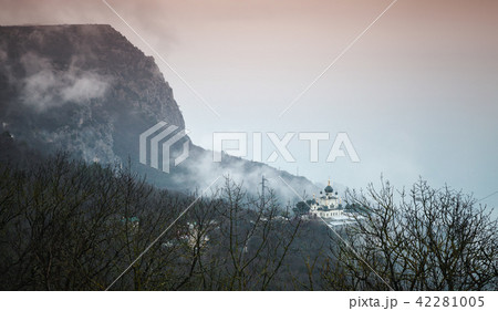 Dark mountain landscape with Church, Crimea 42281005