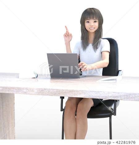 オフィスでパソコンを使う若い女性 perming3DCGリアルイラスト素材 オフィスでパソコンを使う若い女性 perming3DCGリアルイラスト素材 42281976