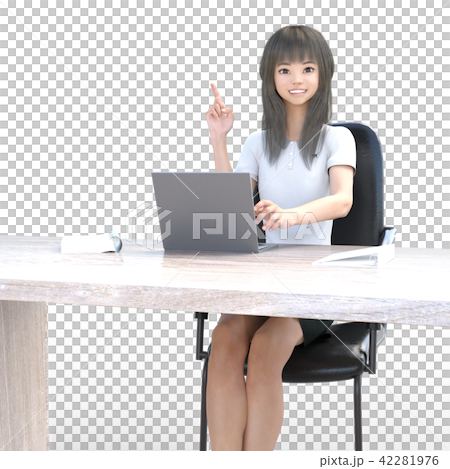 オフィスでパソコンを使う若い女性 perming3DCGリアルイラスト素材 オフィスでパソコンを使う若い女性 perming3DCGリアルイラスト素材 42281976