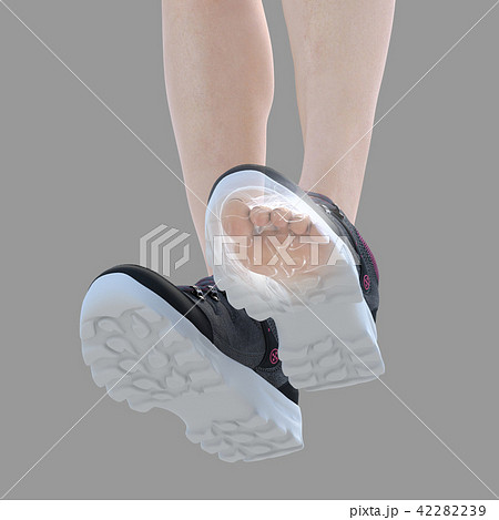 女性の足 スニーカー 内部透視 Perming3dcg リアルイラスト素材のイラスト素材