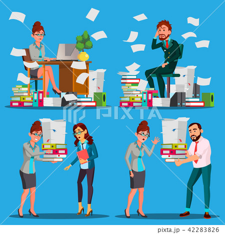 Business People Doing Paperwork Vector. Office Workers. Very Busy Day. To Excessive Work. Accounting Business People Doing Paperwork Vector. Office Workers. Very Busy Day. To Excessive Work. Accounting 42283826