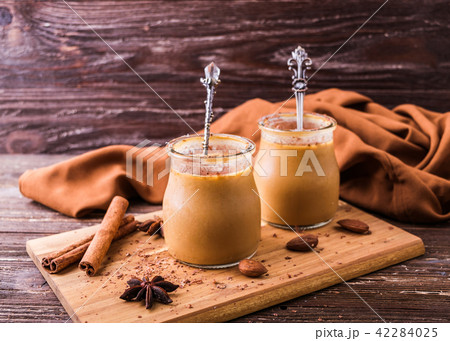 Toffee caramel dessert in jar 42284025