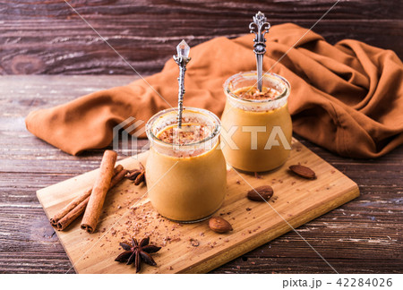 Toffee caramel dessert in jar 42284026