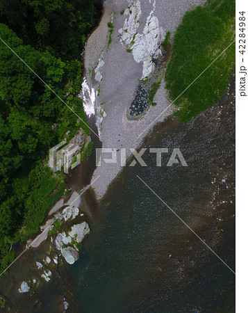 荒川中流の川原〜ドローンで空撮（埼玉県秩父郡長瀞町長瀞･皆野町下田野） 42284984