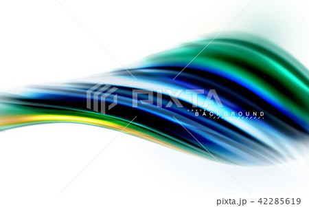 Fluid liquid mixing colors concept on light grey background, wave and swirl curve flow line, trendy 42285619