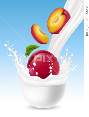 Milk splash with plum fruit 42288421